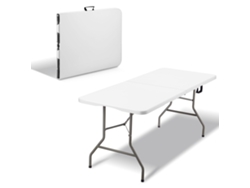 Mesa Plegable 180 X 74 X 74 Cm, 6 U 8 Plazas, Mesa Plegable Para Exterior Con Cierre De Seguridad, Asa De Transporte