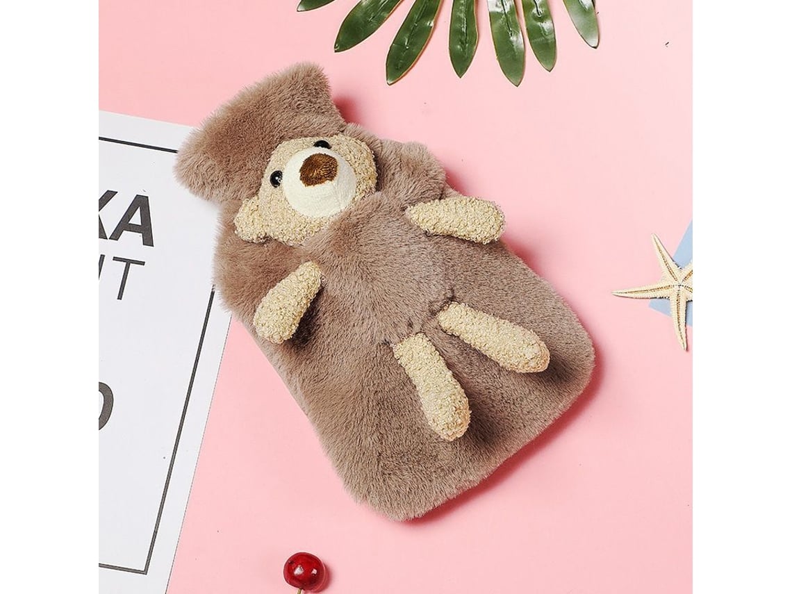 Bolsa De Agua Caliente Linjou Con Funda Suave De Oso Para Aliviar El Dolor De Hombro (1l, Marrón)