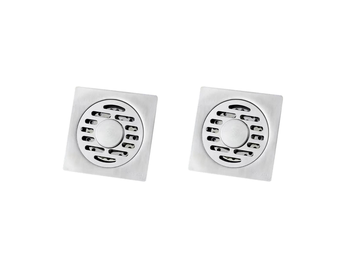 Fregadero De Acero De 2 Piezas Con Desagüe Cuadrado Y Sistema Antiobstrucción Para Baño Y Cocina.