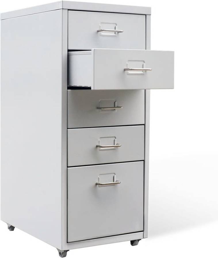 Vidaxl Armario Archivador de oficina con 5 acero gris mueble cajonera 28x41x685cm metal