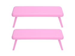 2 Reposabrazos Rectangulares Plegables Y Lavables Para Lámparas De Manicura De Menos De 8 Cm De Altura, Color Rosa.