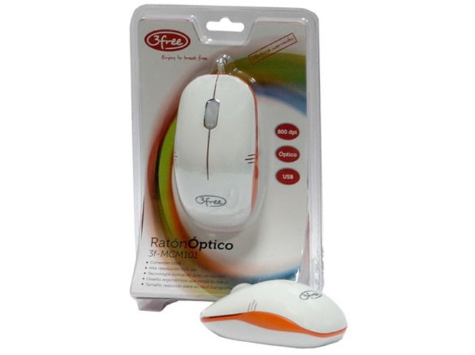 Ratón 3FREE 3F-MCM101/WO (Óptico - 800 dpi - Blanco)