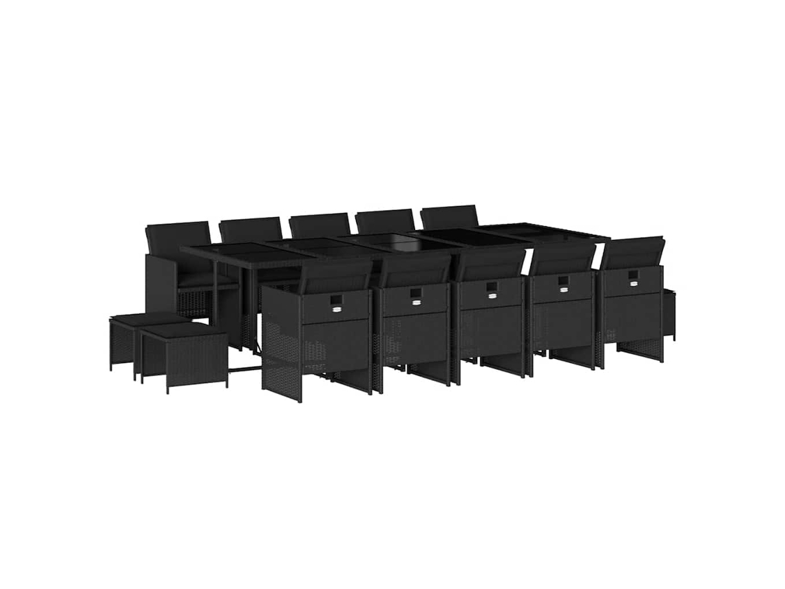 Maison Exclusive - Set Comedor De Jardín Con Cojines 15 Pzas Ratán Sintético Negro