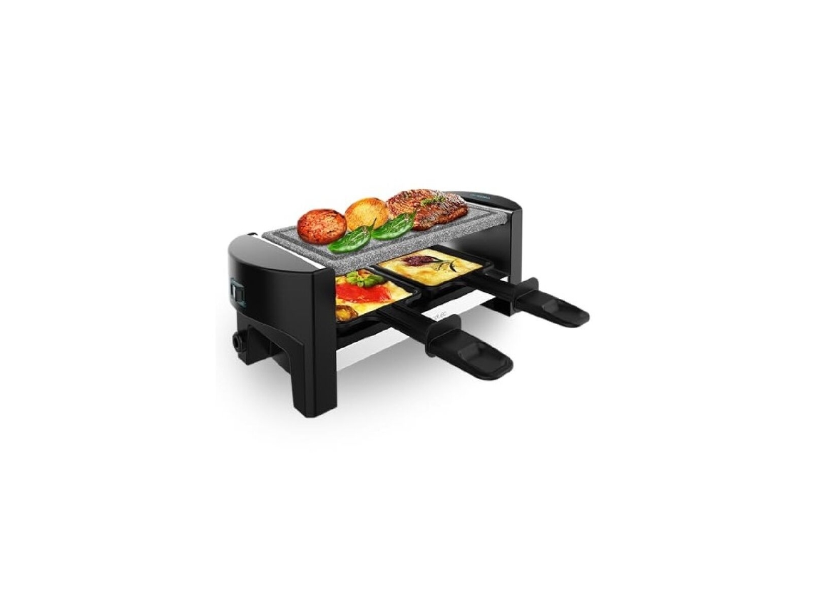 Cecotec Raclette Con Grill Eléctrico Para 2 Personas Raclette Cheese&amp;grill 3200 Pocket Allstone. 320w, Acabados Acero Inox
