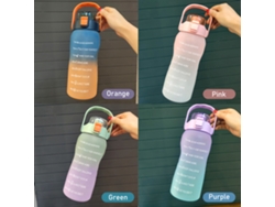 Botella de agua de 2 litros con pajita y asa a prueba de fugas para senderismo, viajes, gimnasio y deportes al aire libre (sin marca).