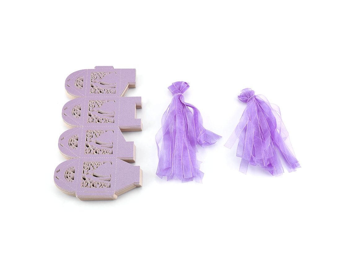 100 cajas de azúcar de chocolate morado para regalos de boda y decoraciones de cumpleaños