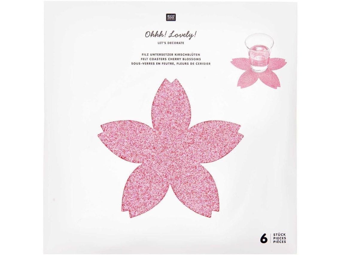 6 Posavasos Grandes Flores De Cerezo, Rosa