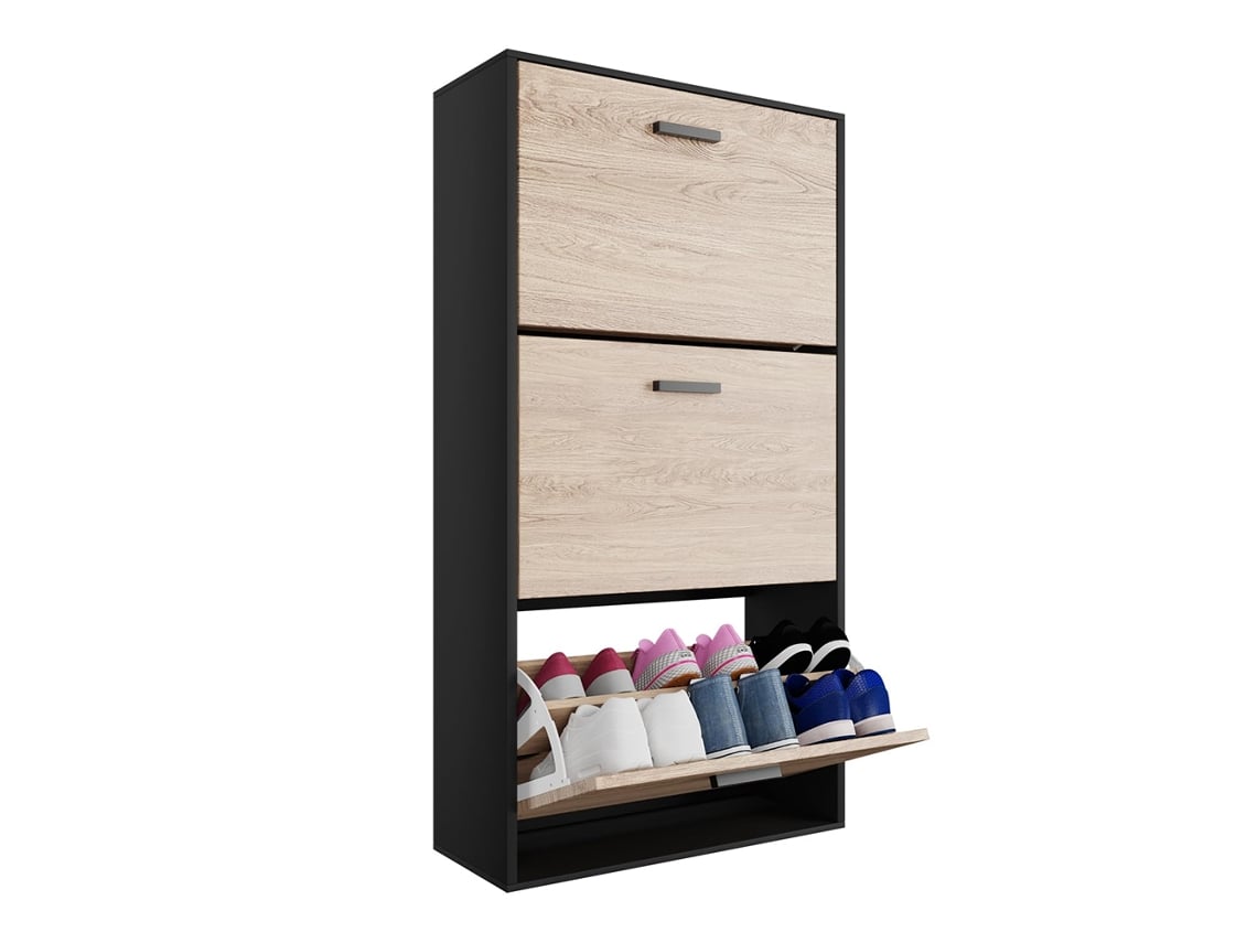 Casabel Mueble Zapatero Estrecho 3 Abatibles, Organizador Para 18 Pares, Zapatero De Recibidor En Madera, 60×24×113 Cm