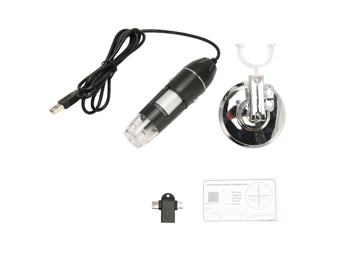 Microscopio Digital Usb Con Aumento De 1600x, 8 Led, Portátil, Hd, Compatible Con Windows, Os X Y Android.