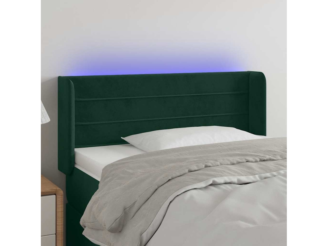 Cabecero De Cama | Panel De Cabecero Con Led De Terciopelo Verde Oscuro 103x16x78/88 Cm