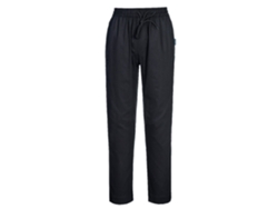 Pantalón De Cocina 100% Algodón Con Paneles Elásticos Negro / Xl