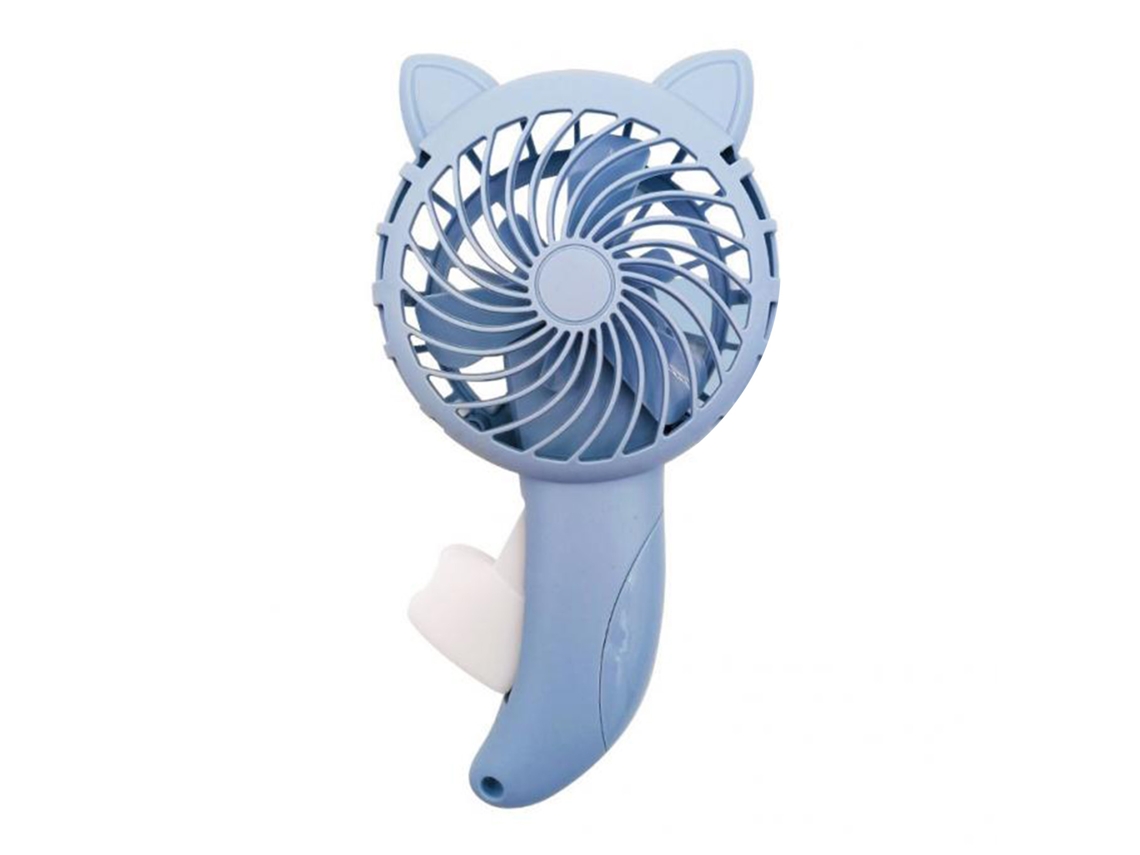 Ventilador De Mano Con Pequeñas Orejas De Gato De Dibujos Animados, Sin Pilas, Azul, Para Viajes Y Actividades Al Aire Libre.
