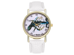 Reloj De Pulsera Unisex Informal Con Correa De Cuero Y Movimiento De Cuarzo Blanco.