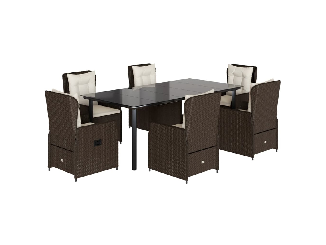 Maison Exclusive - Set Comedor De Jardín 7 Pzas Con Cojines Ratán Sintético Marrón