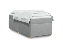 Cama Box Spring Con Colchón Tela Gris Claro 90x190 Cm