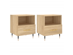 Juego de 2 mesitas de noche de madera de roble Sonoma, EXCLUSIVA MAISON
