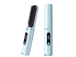 Cepillo alisador de cabello inalámbrico Yunzii para mujer, mini cepillo alisador de cabello portátil con iones negativos azul