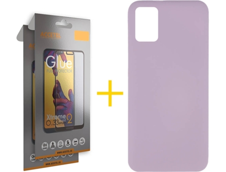 Kit Funda + 2 Protectores de Pantalla Samsung Galaxy A51 ACCETEL Full Silicona Líquida (Morado)