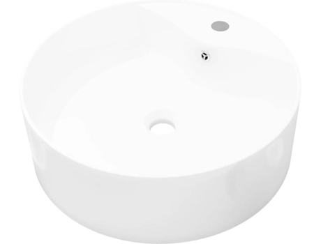 Lavabo VIDAxL de Cerámica con Agujero Para Grifo/Desagüe Blanco Redondo
