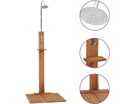 vidaXL Ducha de jardín de madera maciza de teca 75x75x210 cm