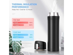 Taza inteligente de lujo con pantalla LED de temperatura, botella térmica de 500 ml, azul.