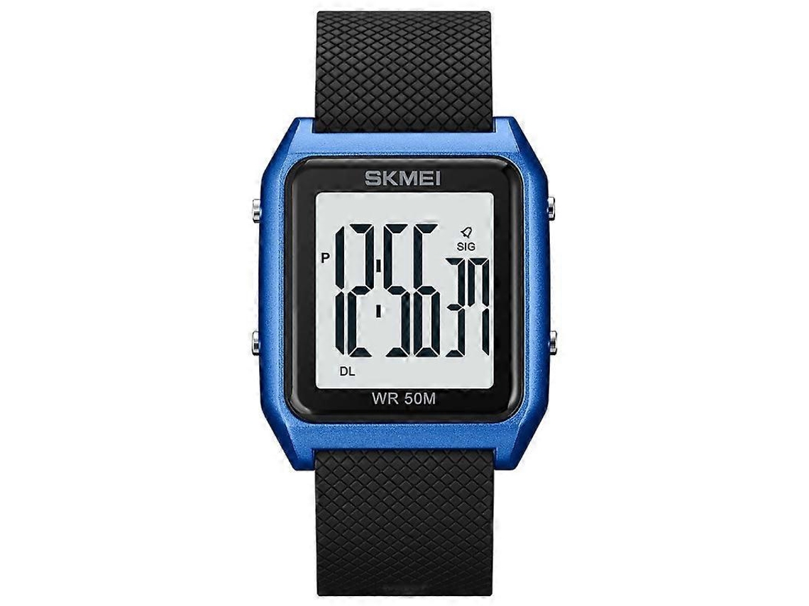 Reloj despertador Skmei 1866 para hombre, cuadrado, pantalla grande, multifuncional, correa de acero, luz nocturna, Hengrongshen