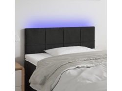 Cabecero Con Led De Terciopelo Negro 90x5x78/88 Cm