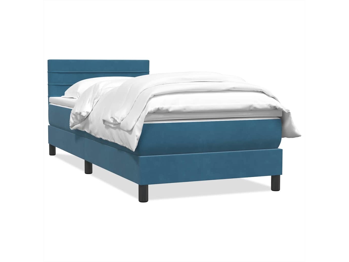 Maison Exclusive - Cama Box Spring Con Colchón Terciopelo Azul Oscuro 80x220 Cm