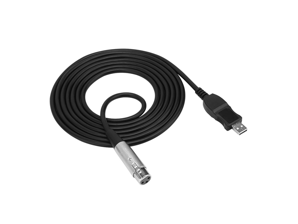 Cable adaptador USB macho a XLR Hembra para micrófono de estudio de audio (negro)
