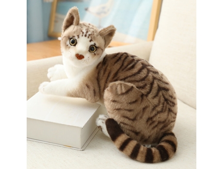 Gato de Almohada de Simulación, Muñeca Realista de Peluche, Mascota Animal Para 26Cm Marrón