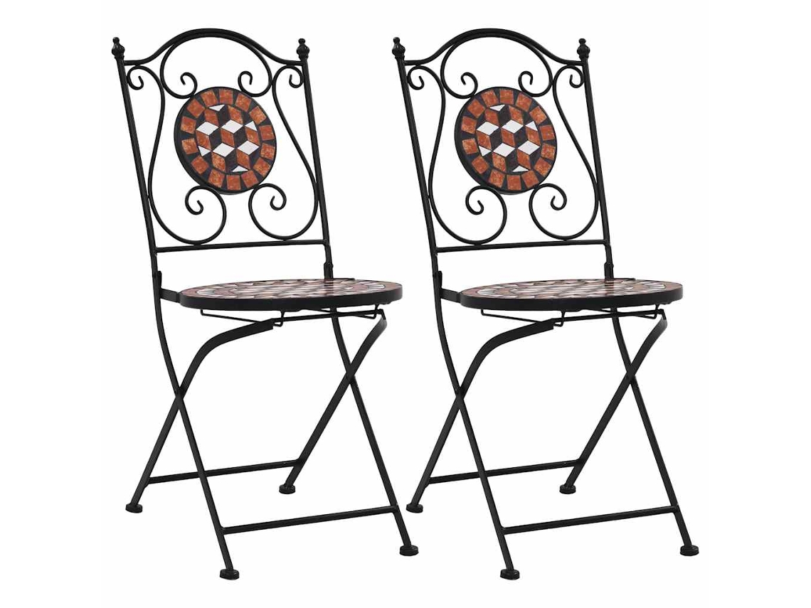 Sillas de bistró de mosaico, 2 piezas, cerámica marrón, DKD, decoración del hogar