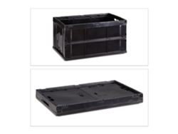 Relaxdays Caja De Almacenaje Plegable 60 L, Plástico, Negro, 31.5 X 58.5 X 40 Cm