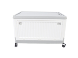 Cesta De Almacenamiento Plegable Con Tapa, Ruedas, Pp, Apilable Para Ropa, Libros, Juguetes, Gris/blanco