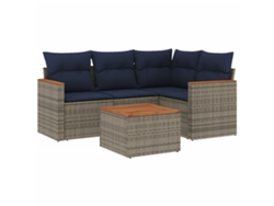 Maison Exclusive - Conjunto De Sofá De Jardín De 5 Piezas Con Cojines, Poliratán Gris