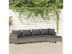 Conjunto de jardín de 5 piezas DKD Home Decor con cojines de mimbre gris
