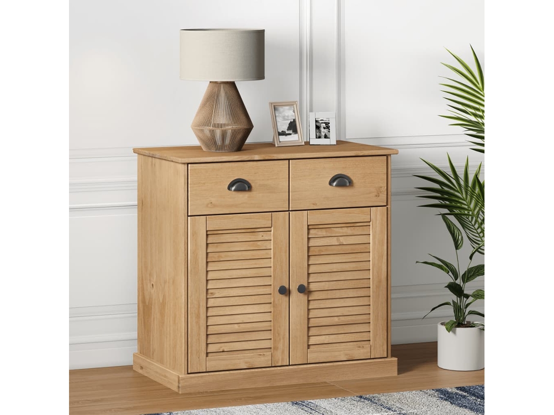 Aparador | Mueble De Comedor | Buffet Con Cajones Vigo Madera Maciza Pino 78x40x75 Cm Wsd100001
