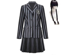 2026altiro-disfraz De Wednesday Addams, Uniforme De La Academia Nevermore, Para Adultos Y Niños (talla L De Adulto) Con Peluca.