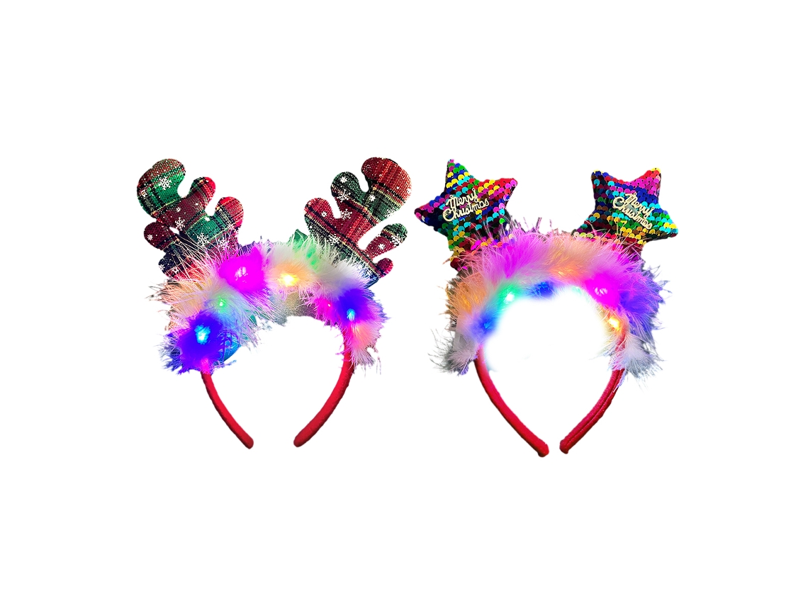 Diademas navideñas LED, sombrero de reno luminoso para festivales NEVEANCE