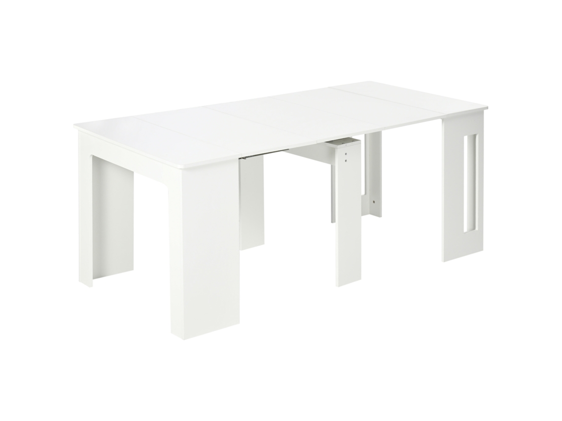 Mesa de comedor extensible para 4-6 personas con panel lateral plegable, mesa auxiliar multifuncional, 180x85x75cm, blanca
