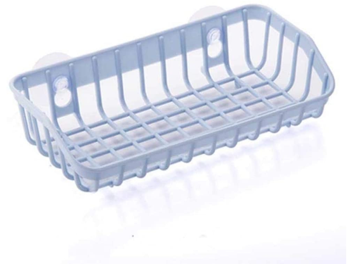 KOFIHETY Estante de drenaje eficiente para cocina, con doble ventosa para esponjas, escurridor de pared con diseño hueco ecológico.