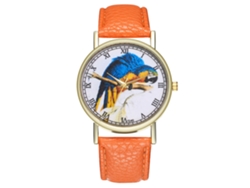 Reloj De Pareja Zhoulianfa De Cuarzo Con Correa De Pu Dial Redondo Naranja