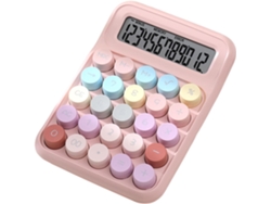 Calculadora mecánica de escritorio Chrui con pantalla LCD grande de 12 dígitos y botones grandes (rosa)