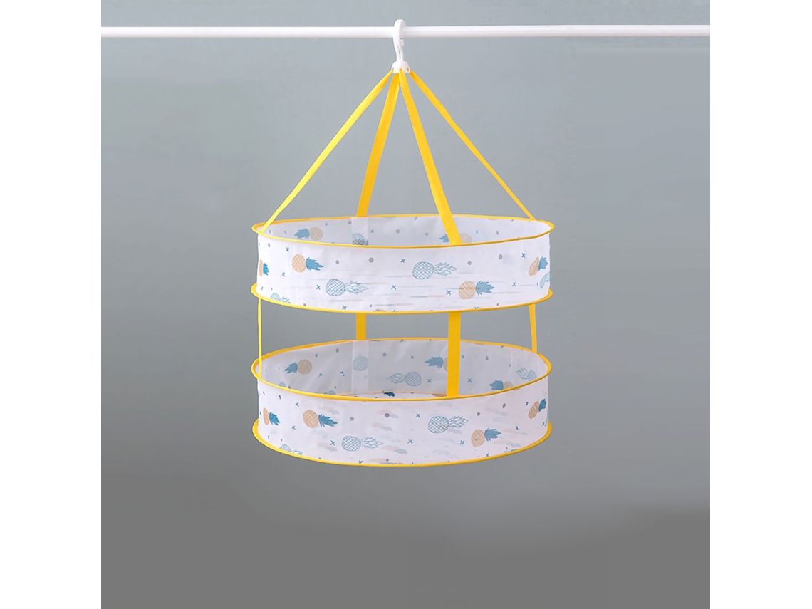 Cesta De Secado Plegable De Dos Niveles Para Ropa Y Fruta Con Ganchos Para Colgar.