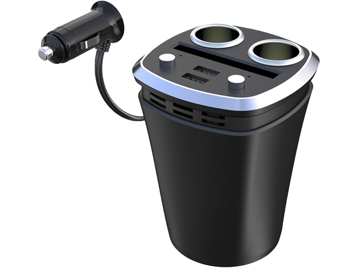 Adaptador De Carga Para Coche 4 En 1 Con Indicador De Voltaje, Carga Rápida Y Divisor Usb De 2 Puertos.