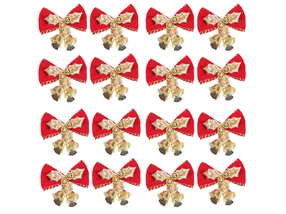 16 lazos navideños con campanas, mini lazos para árboles y adornos de regalo NEVEANCE