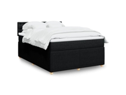 Cama Box Spring Con Colchón Tela Negro 140x200 Cm