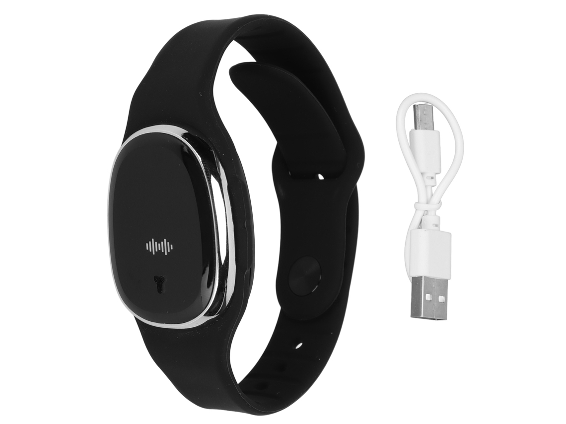 Pulsera Reloj Repelente De Mosquitos Ultrasónico Carga Usb Visualización De Hora Negro