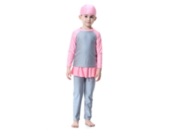 Conjunto De Traje De Baño De Manga Larga Para Niña De 2 Piezas, Color Gris, 90 Cm.