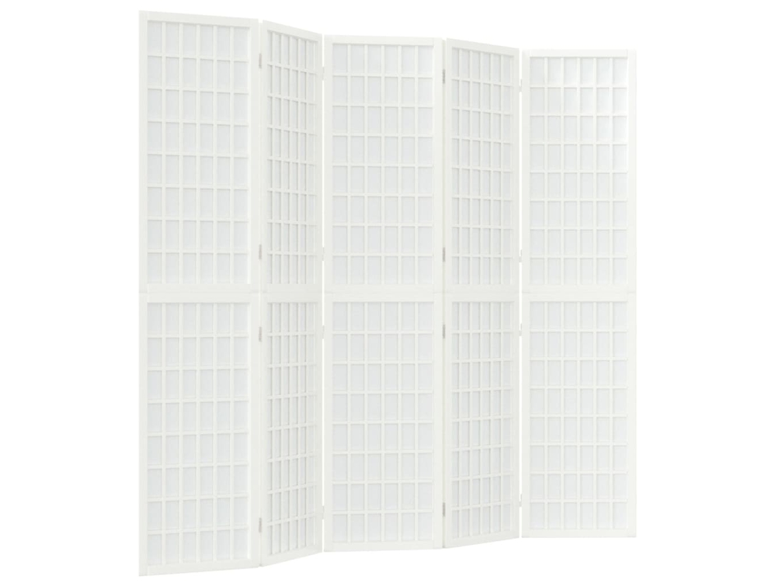 Biombo plegable de 5 paneles, 200 x 170 cm, madera de abeto blanco, Dec031182