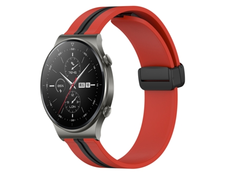 Correa de reloj inteligente para Huawei GT2 Pro Correa de reloj de silicona de 22 mm con cierre magnético plegable (rojo + negro)